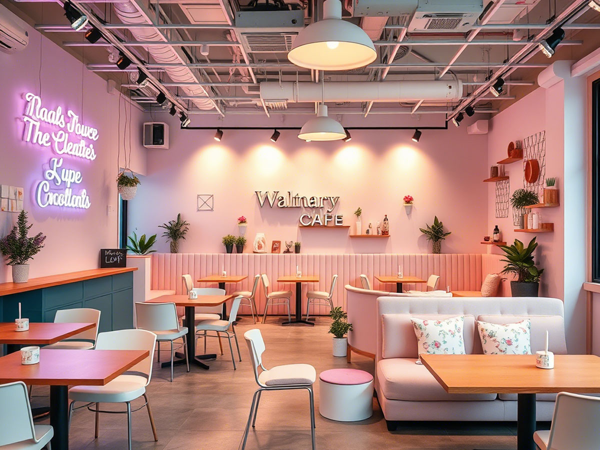 interior cafe tema korean instagrammable